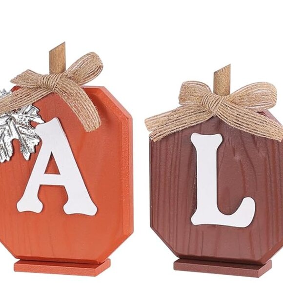 Fall Decorations for Home, Pumpkin Wood Sign with Fall Lettered for Fall Decor, - Picture 1 of 9